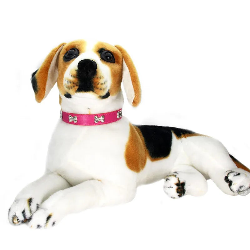 Durable Leather Dog Collar with Bone Design β For Small & Large Breeds