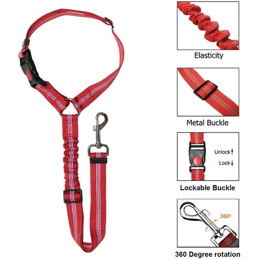 Dual-Use Dog Leash & Car Restraint – Adjustable Safety Harness for Pets