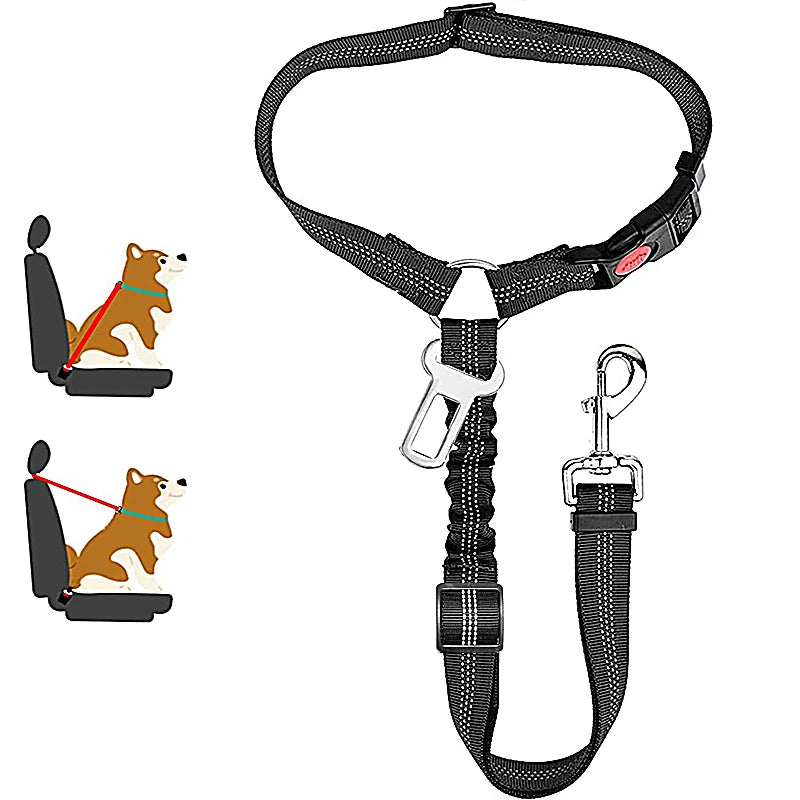 Dual-Use Dog Leash & Car Restraint – Adjustable Safety Harness for Pets